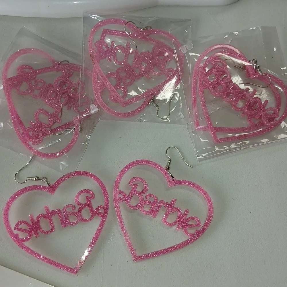 Barbie Stainless Steel Necklace And‎ Earring Lot. / Stickers